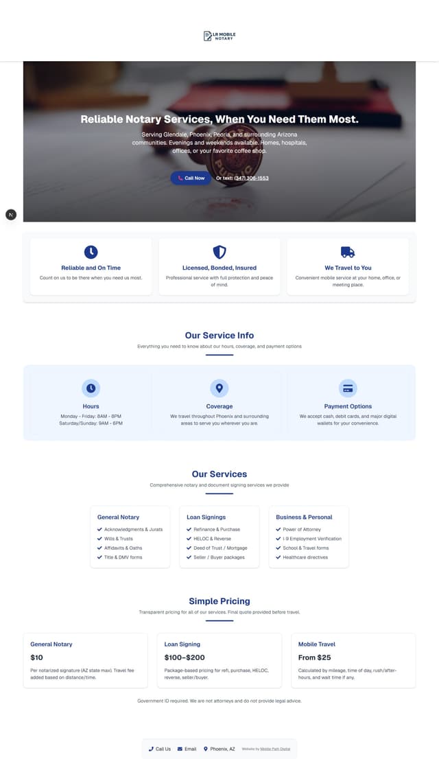 Notary Website screenshot